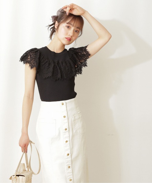 PROPORTION BODY DRESSING(プロポーションボディドレッシング)の「フレアレースリブニット / 1211170509(ニット/セーター・レディース・ブラック/ブルー/ホワイト系その他・SMALL/MEDIUM)」の5枚目の写真