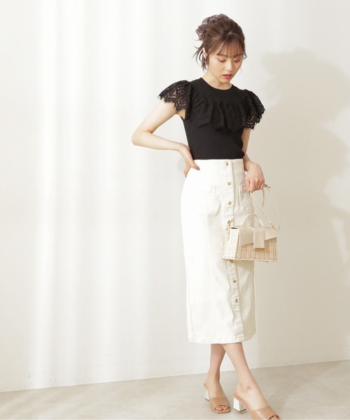 PROPORTION BODY DRESSING(プロポーションボディドレッシング)の「フレアレースリブニット / 1211170509(ニット/セーター・レディース・ブラック/ブルー/ホワイト系その他・SMALL/MEDIUM)」の6枚目の写真