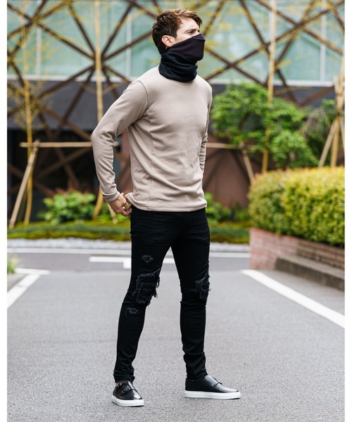 wjk（ダヴルジェイケイ）の「neck gaiter　with mask cover（ネックウォーマー/スヌード・メンズ・ブラック/トップグレー/ネイビー・FREE）」の4枚目の写真