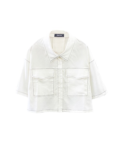 ENVYM（アンビー）の「ステッチＳＨＯＲＴ ＳＨ（シャツ/ブラウス・レディース・ホワイト/チェック・FREE）」の3枚目の写真