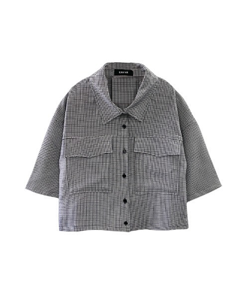 ENVYM（アンビー）の「ステッチＳＨＯＲＴ ＳＨ（シャツ/ブラウス・レディース・ホワイト/チェック・FREE）」の4枚目の写真