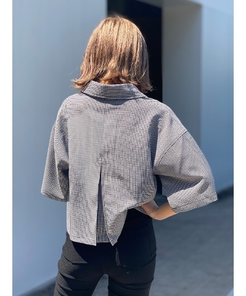 ENVYM（アンビー）の「ステッチＳＨＯＲＴ ＳＨ（シャツ/ブラウス・レディース・ホワイト/チェック・FREE）」の5枚目の写真