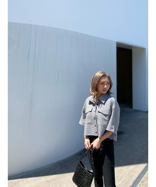 ENVYM（アンビー）の「ステッチＳＨＯＲＴ ＳＨ（シャツ/ブラウス・レディース・ホワイト/チェック・FREE）」の6枚目の写真