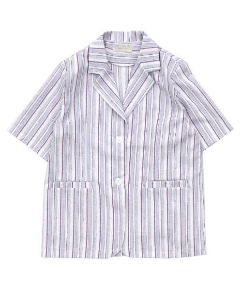 select MOCA(セレクトモカ)の「2021 SS リネンブレンドストライプシャツジャケット(その他アウター・レディース・ミント/ラベンダー・FREE)」の17枚目の写真