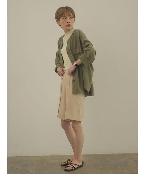 rem closet(レムクローゼット)の「コットンワークシャツジャケット(ミリタリージャケット・レディース・カーキ/チャコールグレー・S)」の9枚目の写真