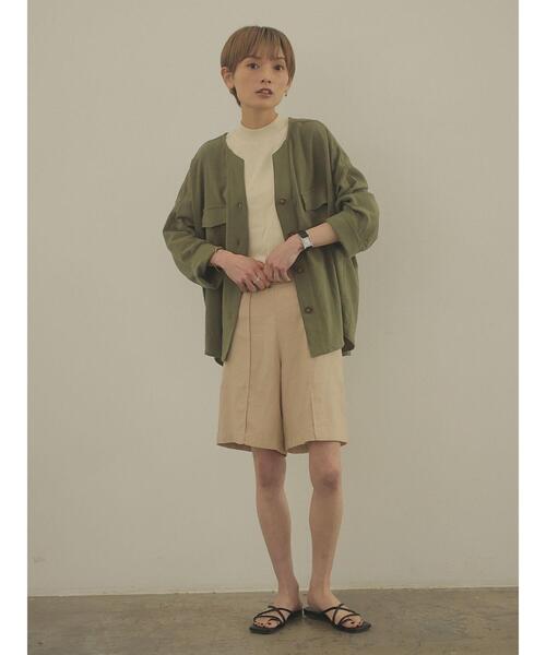 rem closet(レムクローゼット)の「コットンワークシャツジャケット(ミリタリージャケット・レディース・カーキ/チャコールグレー・S)」の3枚目の写真