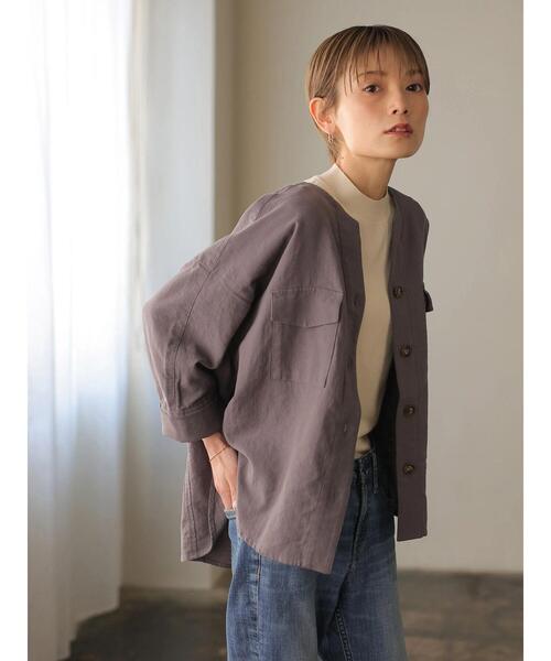 rem closet(レムクローゼット)の「コットンワークシャツジャケット(ミリタリージャケット・レディース・カーキ/チャコールグレー・S)」の15枚目の写真