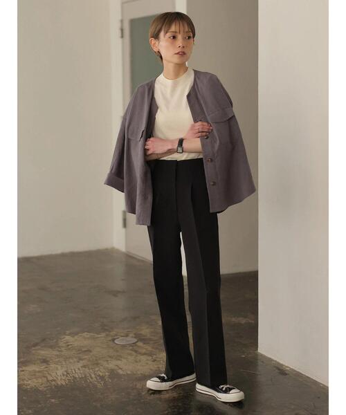 rem closet(レムクローゼット)の「コットンワークシャツジャケット(ミリタリージャケット・レディース・カーキ/チャコールグレー・S)」の11枚目の写真