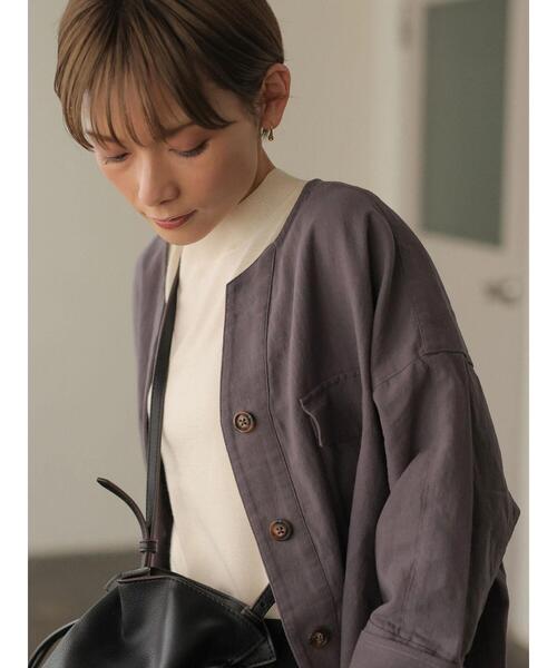 rem closet(レムクローゼット)の「コットンワークシャツジャケット(ミリタリージャケット・レディース・カーキ/チャコールグレー・S)」の13枚目の写真