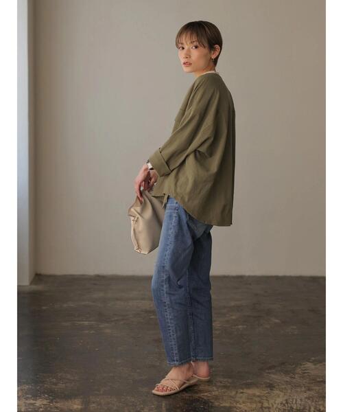 rem closet(レムクローゼット)の「コットンワークシャツジャケット(ミリタリージャケット・レディース・カーキ/チャコールグレー・S)」の6枚目の写真