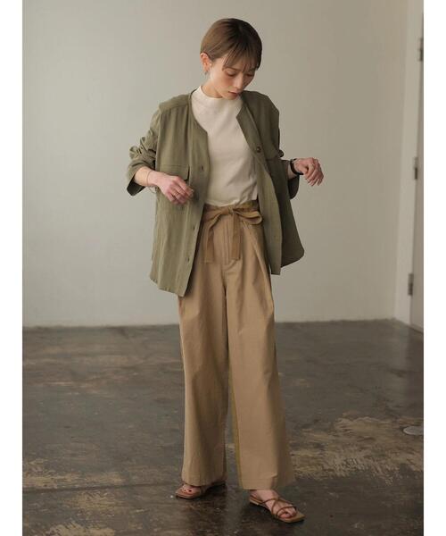 rem closet(レムクローゼット)の「コットンワークシャツジャケット(ミリタリージャケット・レディース・カーキ/チャコールグレー・S)」の12枚目の写真