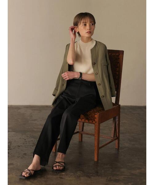 rem closet(レムクローゼット)の「コットンワークシャツジャケット(ミリタリージャケット・レディース・カーキ/チャコールグレー・S)」の14枚目の写真