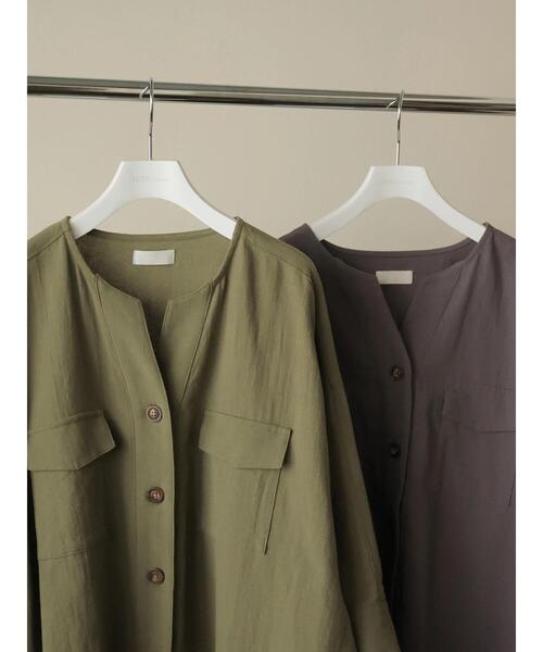 rem closet(レムクローゼット)の「コットンワークシャツジャケット(ミリタリージャケット・レディース・カーキ/チャコールグレー・S)」の22枚目の写真