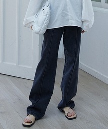 【chuclla】Center crease black denim chwt11