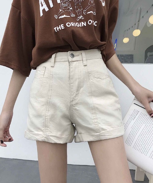 meJane(ミージェーン)の「カラーカツラギロールアップショートパンツ【ZOZOTOWN限定】(デニムパンツ・レディース・アイボリー/ブラック/スモークピンク・S/M)」の6枚目の写真