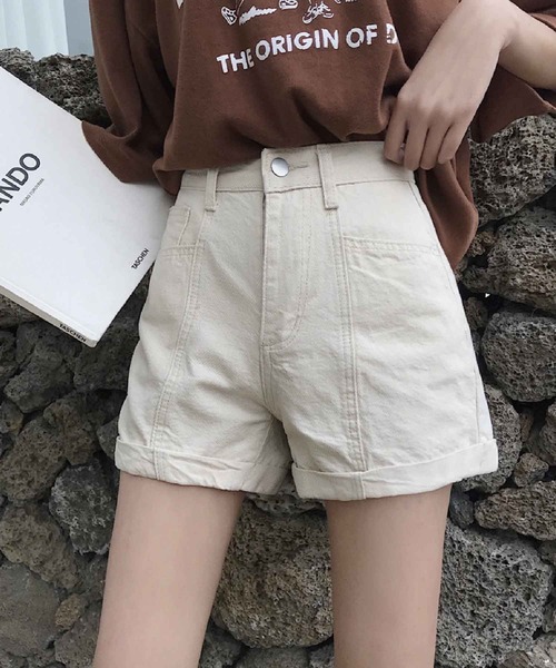 meJane(ミージェーン)の「カラーカツラギロールアップショートパンツ【ZOZOTOWN限定】(デニムパンツ・レディース・アイボリー/ブラック/スモークピンク・S/M)」の8枚目の写真