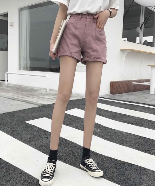 meJane(ミージェーン)の「カラーカツラギロールアップショートパンツ【ZOZOTOWN限定】(デニムパンツ・レディース・アイボリー/ブラック/スモークピンク・S/M)」の9枚目の写真