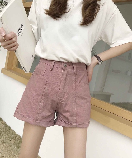 meJane(ミージェーン)の「カラーカツラギロールアップショートパンツ【ZOZOTOWN限定】(デニムパンツ・レディース・アイボリー/ブラック/スモークピンク・S/M)」の5枚目の写真