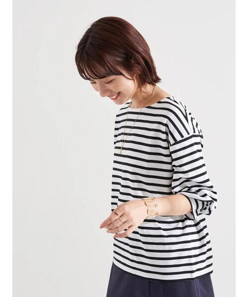 earth music&ecology（アースミュージックアンドエコロジー）の「パフスリーブカットプルオーバー ＊（Tシャツ/カットソー・レディース・その他7/サックスブルー/オフホワイト・FREE）」の20枚目の写真