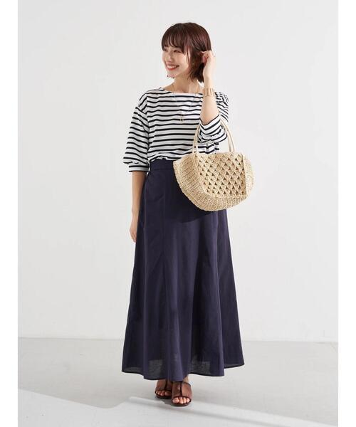 earth music&ecology（アースミュージックアンドエコロジー）の「パフスリーブカットプルオーバー ＊（Tシャツ/カットソー・レディース・その他7/サックスブルー/オフホワイト・FREE）」の18枚目の写真