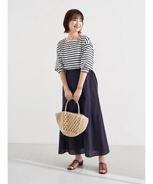 earth music&ecology（アースミュージックアンドエコロジー）の「パフスリーブカットプルオーバー ＊（Tシャツ/カットソー・レディース・その他7/サックスブルー/オフホワイト・FREE）」の17枚目の写真