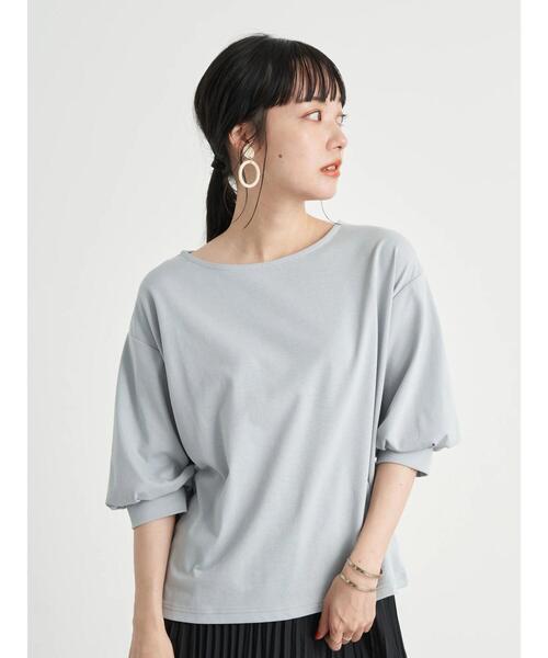 earth music&ecology（アースミュージックアンドエコロジー）の「パフスリーブカットプルオーバー ＊（Tシャツ/カットソー・レディース・その他7/サックスブルー/オフホワイト・FREE）」の15枚目の写真