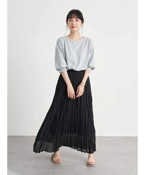 earth music&ecology（アースミュージックアンドエコロジー）の「パフスリーブカットプルオーバー ＊（Tシャツ/カットソー・レディース・その他7/サックスブルー/オフホワイト・FREE）」の11枚目の写真