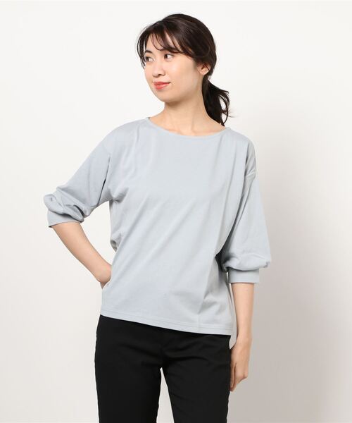 earth music&ecology（アースミュージックアンドエコロジー）の「パフスリーブカットプルオーバー ＊（Tシャツ/カットソー・レディース・その他7/サックスブルー/オフホワイト・FREE）」の8枚目の写真