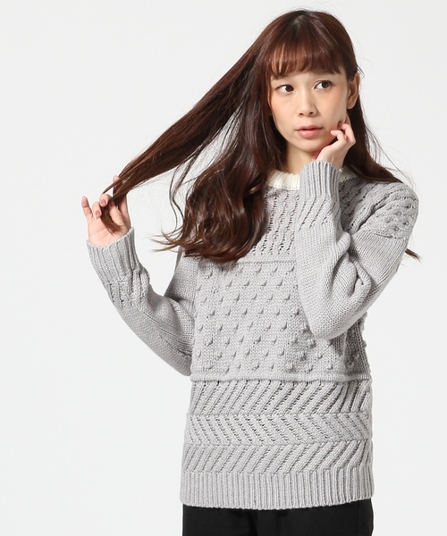 HARE（ハレ）の「3ゲージMIXガラニットプルオーバー【HARE】（ニット/セーター・レディース・オフホワイト/グレー/ボルドー・FREE）」の3枚目の写真