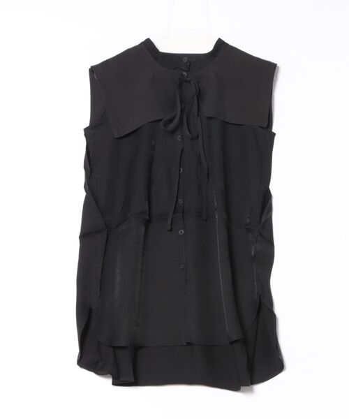 STYLEBLOCK（スタイルブロック）の「シアー取り外し衿付きクレープブラウス（シャツ/ブラウス・レディース・ブラック/テラコッタ/ホワイト/ブルー・M）」の3枚目の写真