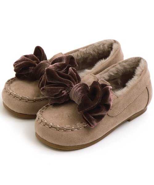 apres les cours（アプレレクール）の「リボンモカシン（モカシン/デッキシューズ・キッズ・ベージュ/ブラウン・17/16/15 /14/20/19/18）」の2枚目の写真