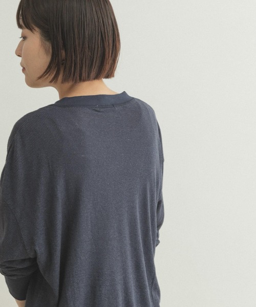 FORK&SPOON(フォークアンドスプーン)の「FORK&SPOON 麻レーヨンテレコカーディガン(カーディガン/ボレロ・レディース・ネイビー/アイボリー・ONE)」の7枚目の写真