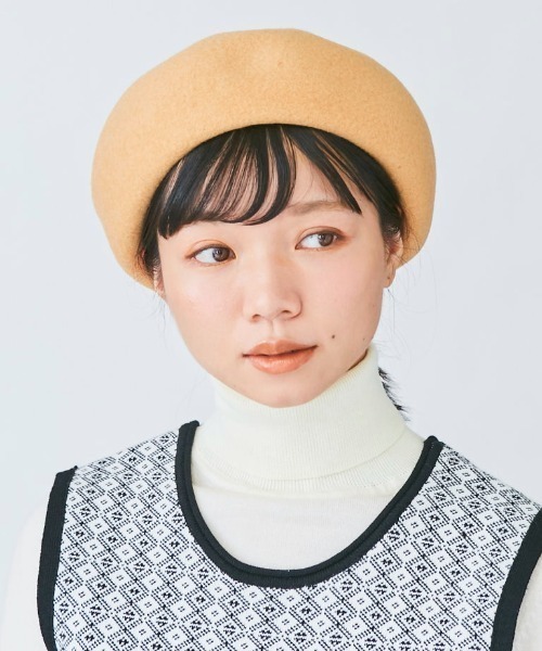 kaorinomori（カオリノモリ）の「カオリノモリ　ディブベレー（ハンチング/ベレー帽・レディース・ベージュ/アイボリー/ライトオレンジ系/ブラック/ライトパープル・M/57.5cm）」の5枚目の写真