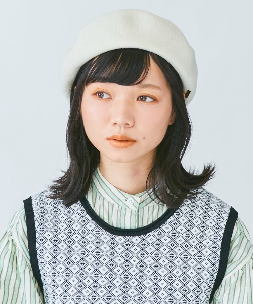 kaorinomori（カオリノモリ）の「カオリノモリ　ディブベレー（ハンチング/ベレー帽・レディース・ベージュ/アイボリー/ライトオレンジ系/ブラック/ライトパープル・M/57.5cm）」の2枚目の写真