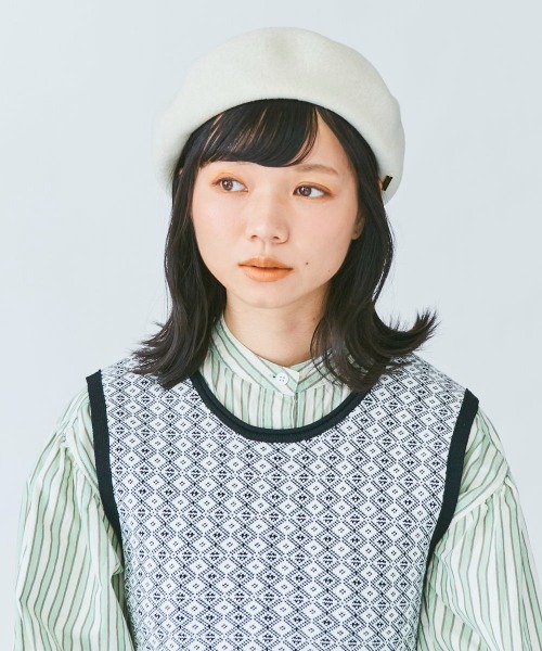 kaorinomori（カオリノモリ）の「カオリノモリ　ディブベレー（ハンチング/ベレー帽・レディース・ベージュ/アイボリー/ライトオレンジ系/ブラック/ライトパープル・M/57.5cm）」の10枚目の写真