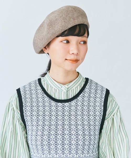 kaorinomori（カオリノモリ）の「カオリノモリ　ディブベレー（ハンチング/ベレー帽・レディース・ベージュ/アイボリー/ライトオレンジ系/ブラック/ライトパープル・M/57.5cm）」の19枚目の写真