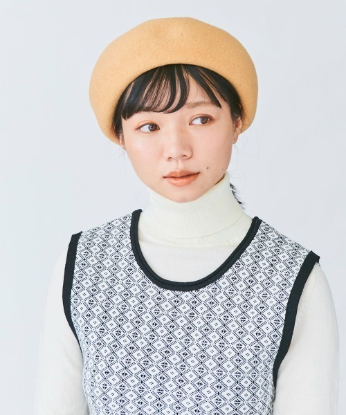 kaorinomori（カオリノモリ）の「カオリノモリ　ディブベレー（ハンチング/ベレー帽・レディース・ベージュ/アイボリー/ライトオレンジ系/ブラック/ライトパープル・M/57.5cm）」の18枚目の写真