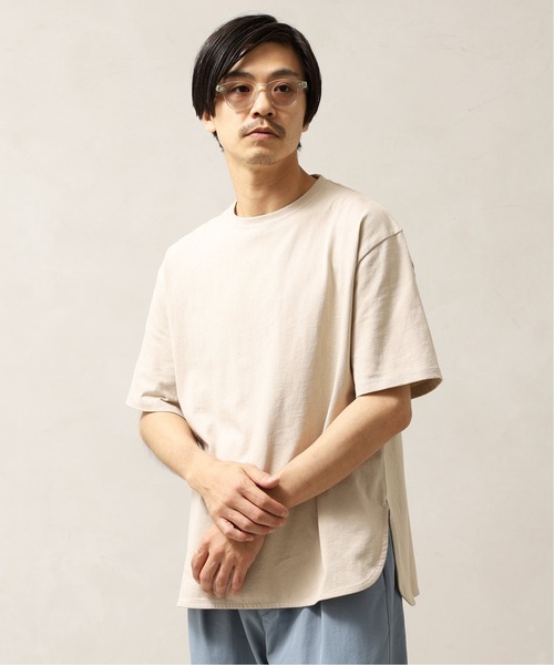 417 EDIFICE（フォーワンセブンエディフィス）の「オーバーサイズラウンドTシャツ（Tシャツ/カットソー・メンズ・ブラック/ベージュ/イエロー/ホワイト/オレンジ/サックスブルー・MEDIUM/LARGE/SMALL）」の4枚目の写真