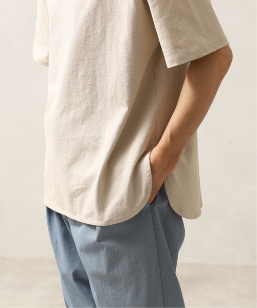 417 EDIFICE（フォーワンセブンエディフィス）の「オーバーサイズラウンドTシャツ（Tシャツ/カットソー・メンズ・ブラック/ベージュ/イエロー/ホワイト/オレンジ/サックスブルー・MEDIUM/LARGE/SMALL）」の9枚目の写真