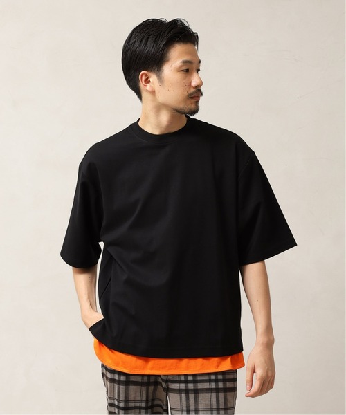417 EDIFICE（フォーワンセブンエディフィス）の「オーバーサイズラウンドTシャツ（Tシャツ/カットソー・メンズ・ブラック/ベージュ/イエロー/ホワイト/オレンジ/サックスブルー・MEDIUM/LARGE/SMALL）」の22枚目の写真
