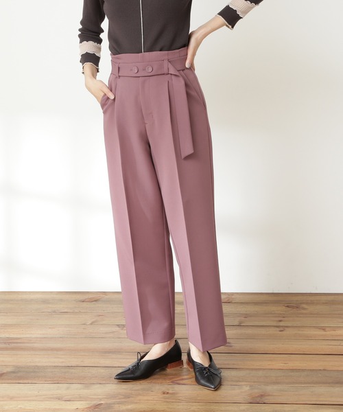 N.（N. Natural Beauty Basic）（エヌエヌナチュラルビューティーベーシック）の「◆ボタンベルト付ストレートパンツ（その他パンツ・レディース・イエロー/モカ/スモークピンク・MEDIUM）」の8枚目の写真