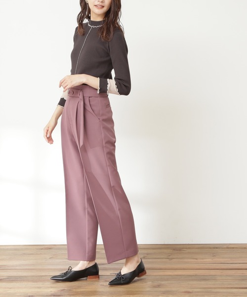 N.（N. Natural Beauty Basic）（エヌエヌナチュラルビューティーベーシック）の「◆ボタンベルト付ストレートパンツ（その他パンツ・レディース・イエロー/モカ/スモークピンク・MEDIUM）」の10枚目の写真