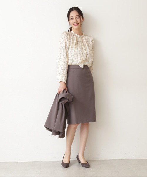 NATURAL BEAUTY BASIC（ナチュラルビューティーベーシック）の「ＷＥＢ限定ドビープリントボウブラウス/0171210906（シャツ/ブラウス・レディース・ホワイト系その他/グリーン系その他/ブラック系その他・MEDIUM/SMALL）」の5枚目の写真