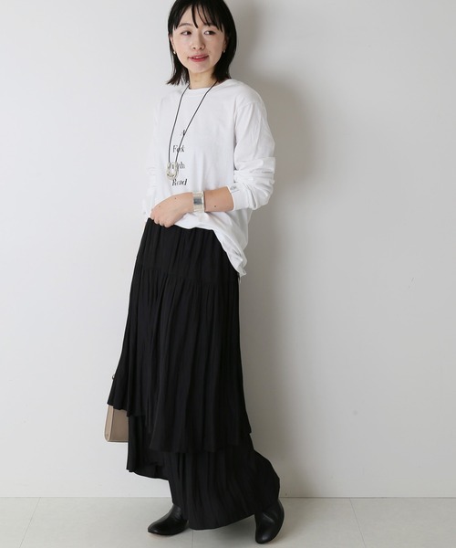 journal standard L'essage（ジャーナルスタンダードレサージュ）の「デシンティアードスカート◆（スカート・レディース・ベージュ/ブラック・FREE）」の3枚目の写真