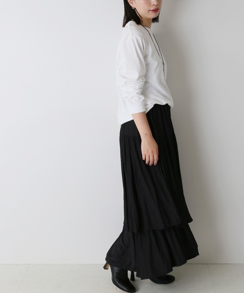 journal standard L'essage（ジャーナルスタンダードレサージュ）の「デシンティアードスカート◆（スカート・レディース・ベージュ/ブラック・FREE）」の5枚目の写真