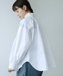 cardo fabrica | ミシン飾りステッチ レース衿シャーリングブラウス(シャツ/ブラウス)