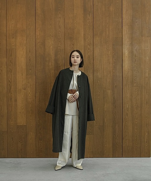 I_am（アイアム）の「corduroy collar check coat（ステンカラー