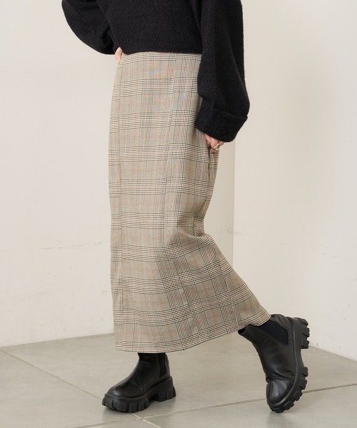 Chico（チコ）の「ハイウエストチェックカットロングスカート（スカート・レディース・ベージュ/グレー/ベージュ系その他2/ベージュ系その他/ブラウン・FREE）」の5枚目の写真