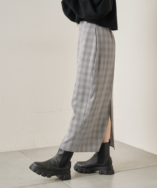 Chico（チコ）の「ハイウエストチェックカットロングスカート（スカート・レディース・ベージュ/グレー/ベージュ系その他2/ベージュ系その他/ブラウン・FREE）」の9枚目の写真