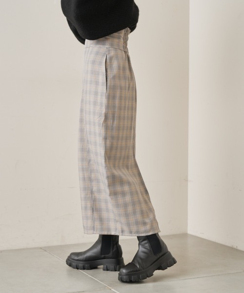 Chico（チコ）の「ハイウエストチェックカットロングスカート（スカート・レディース・ベージュ/グレー/ベージュ系その他2/ベージュ系その他/ブラウン・FREE）」の14枚目の写真